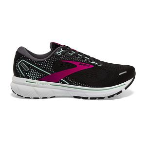 Brooks Ghost 14 Womens Road Running Shoes Black/Pink/White | USA-THM305617